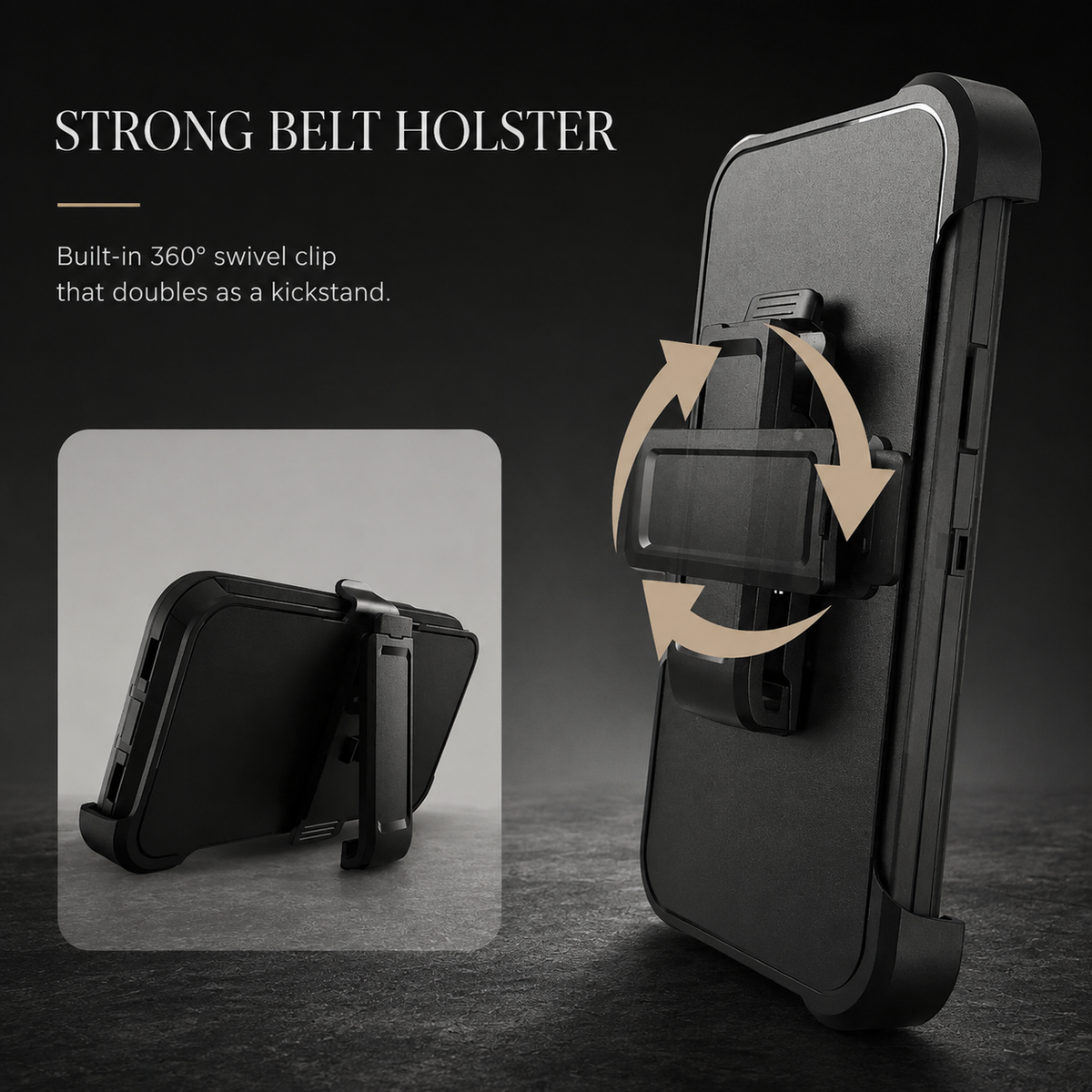 Premium iPhone Case Magnetic Protective Cover Rugged Defender Shockproof Armor Dual Layer Belt Clip Holder Full Port Protection Anti Slip Grip Heavy Duty Design