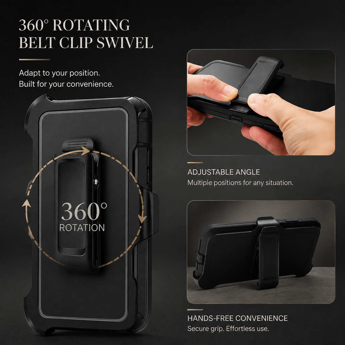 Premium iPhone Case Magnetic Protective Cover Rugged Defender Shockproof Armor Dual Layer Belt Clip Holder Full Port Protection Anti Slip Grip Heavy Duty Design