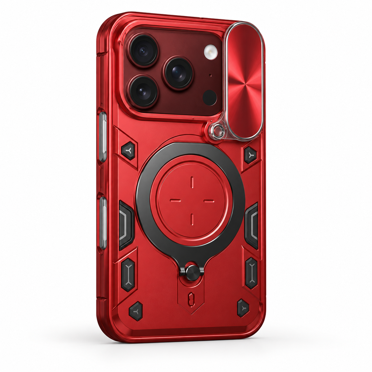 Premium iPhone Case Magnetic Ring Holder Foldable Armor Slide Camera Protector Shockproof PC TPU Heavy Duty Dual Layer Protective Cover Kickstand Case