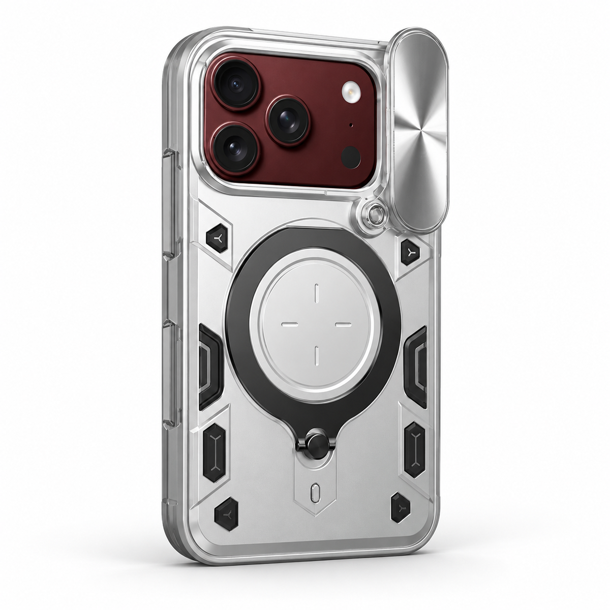 Premium iPhone Case Magnetic Ring Holder Foldable Armor Slide Camera Protector Shockproof PC TPU Heavy Duty Dual Layer Protective Cover Kickstand Case