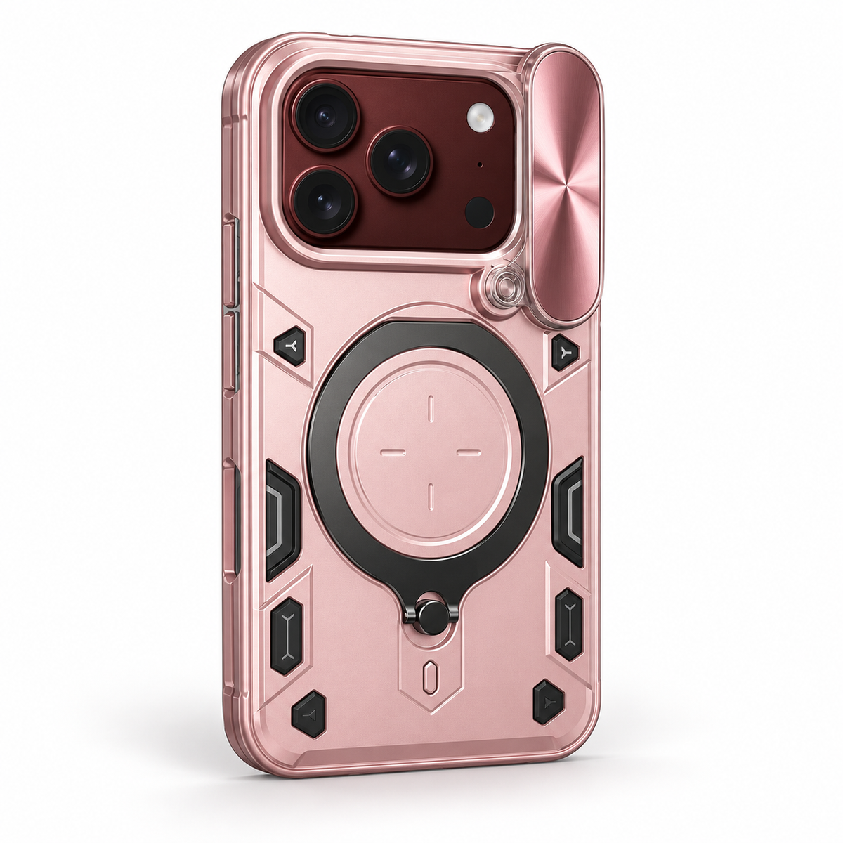 Premium iPhone Case Magnetic Ring Holder Foldable Armor Slide Camera Protector Shockproof PC TPU Heavy Duty Dual Layer Protective Cover Kickstand Case