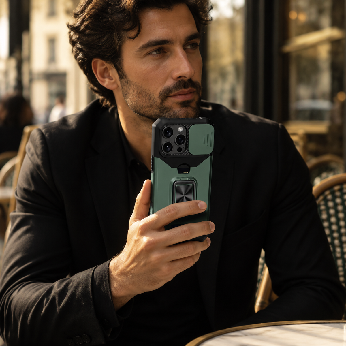 Premium iPhone Case Magnetic Rotating Ring Kickstand Wallet Card Holder Heavy Duty Shockproof PC TPU Dual Layer Anti Drop Protective Armor Cover