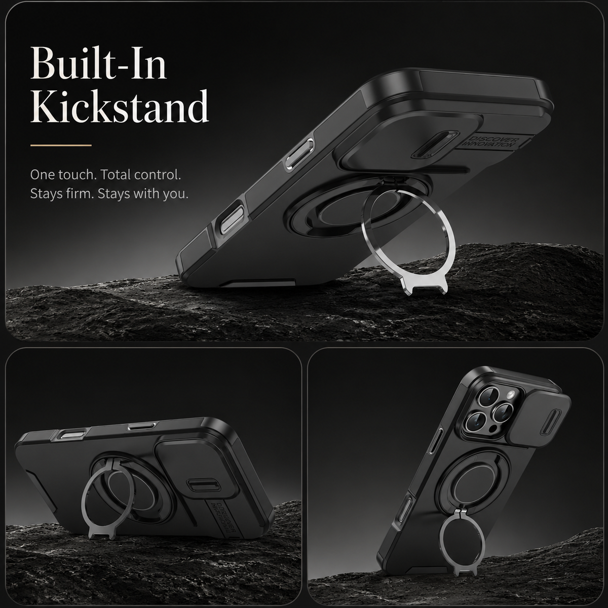 Premium iPhone Case Magnetic Rugged Armor Shockproof Protective Cover Heavy Duty Kickstand Anti Scratch Anti Fingerprint PC Acrylic Non Slip Full Coverage