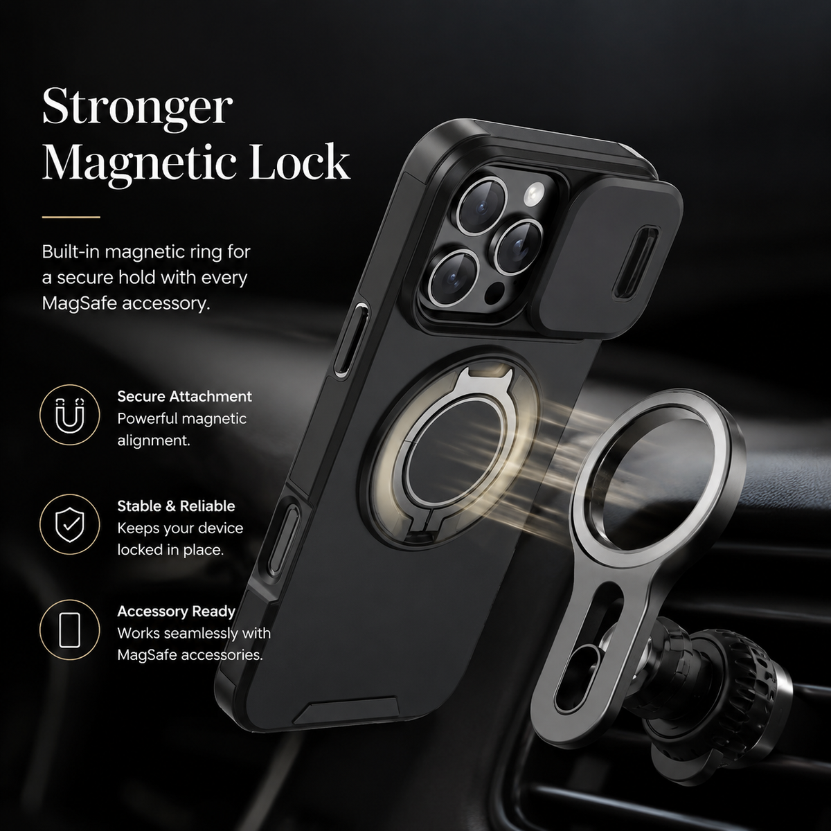 Premium iPhone Case Magnetic Rugged Armor Shockproof Protective Cover Heavy Duty Kickstand Anti Scratch Anti Fingerprint PC Acrylic Non Slip Full Coverage