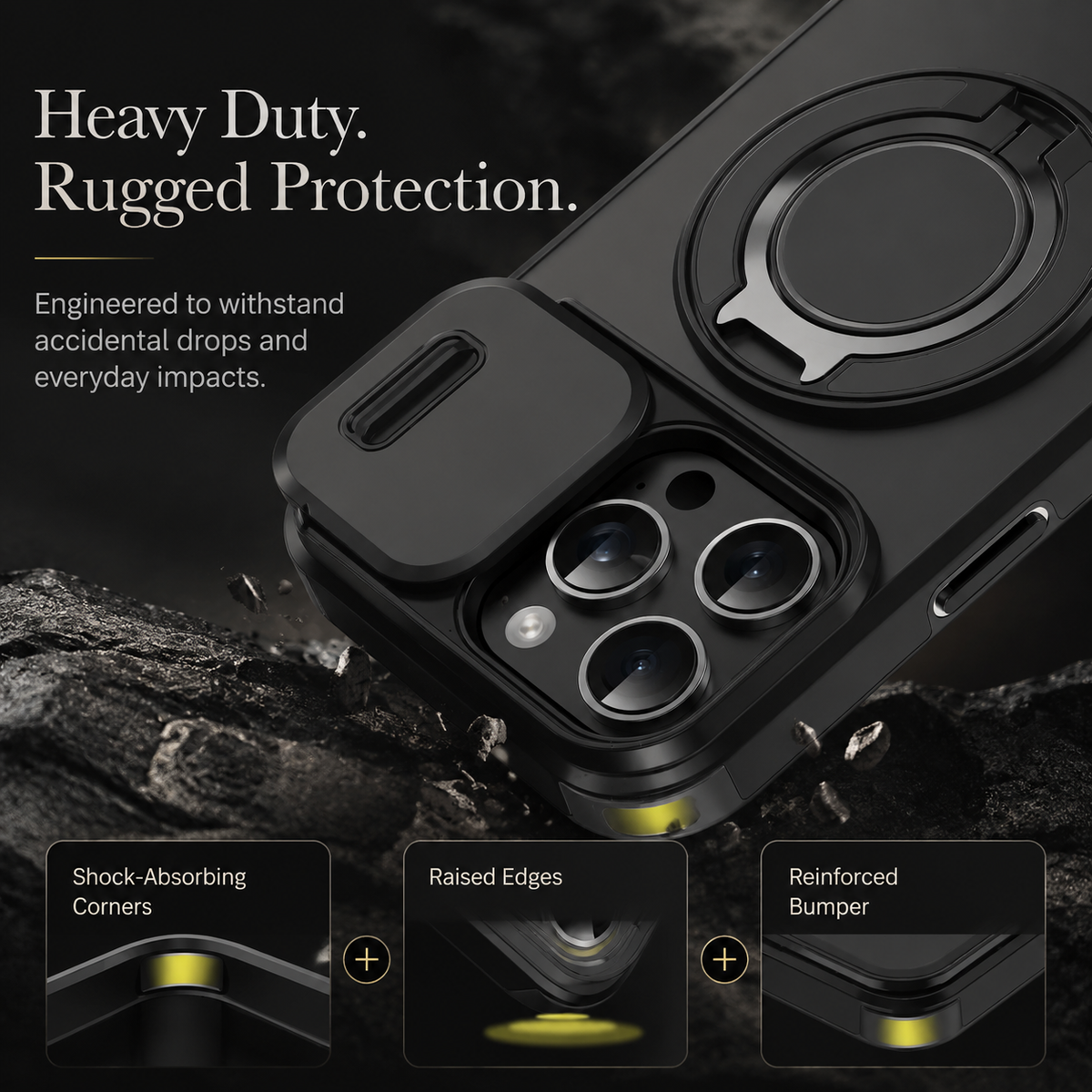 Premium iPhone Case Magnetic Rugged Armor Shockproof Protective Cover Heavy Duty Kickstand Anti Scratch Anti Fingerprint PC Acrylic Non Slip Full Coverage
