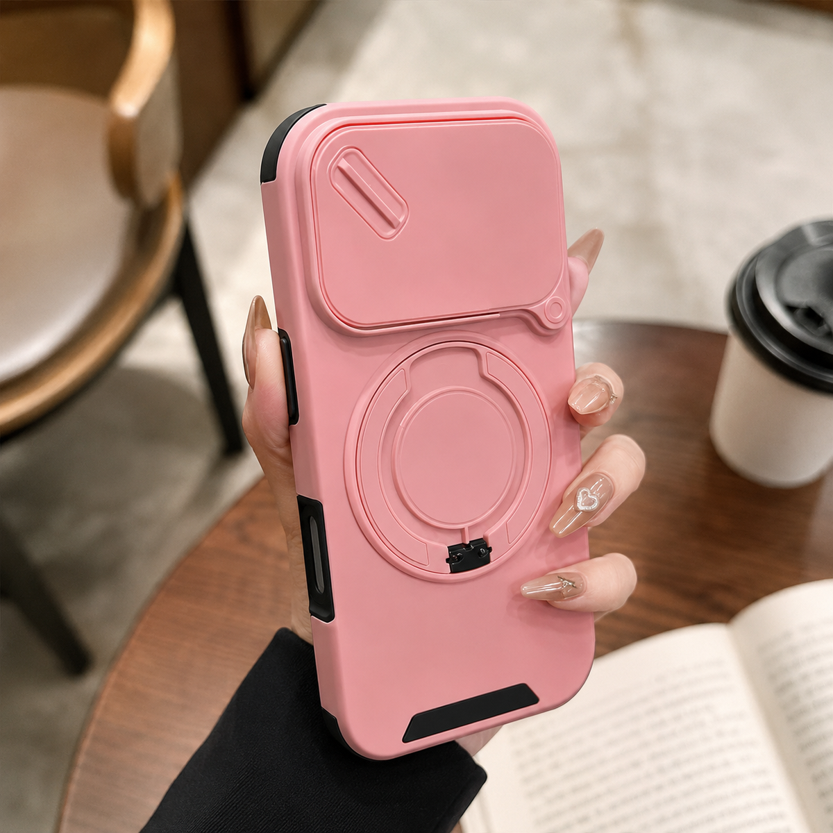 Premium iPhone Case Magnetic Rugged Armor Shockproof Protective Cover Ring Kickstand Camera Lens Protection PC TPU Metal Anti Slip Reinforced Full Coverage