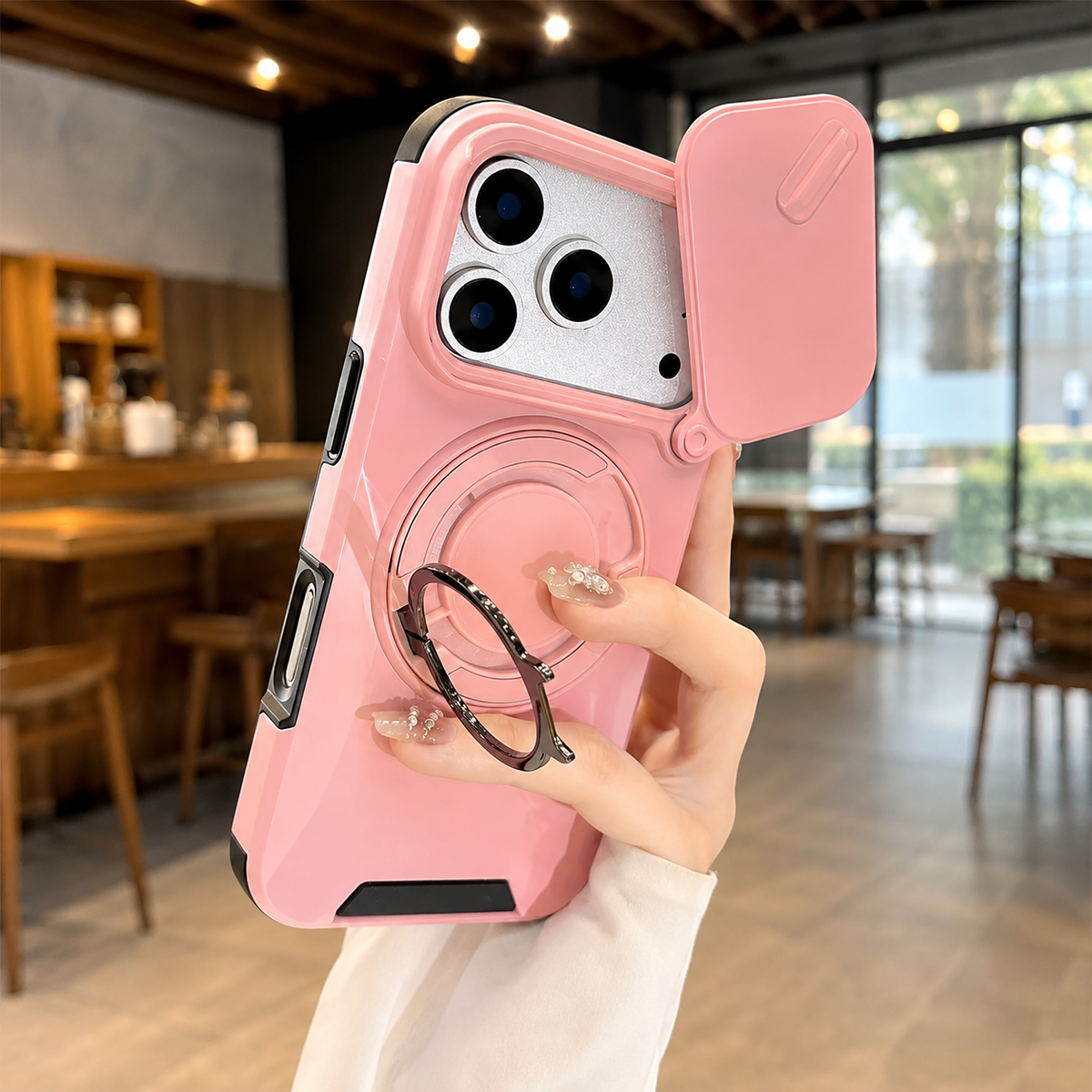 Premium iPhone Case Magnetic Rugged Armor Shockproof Protective Cover Ring Kickstand Camera Lens Protection PC TPU Metal Anti Slip Reinforced Full Coverage
