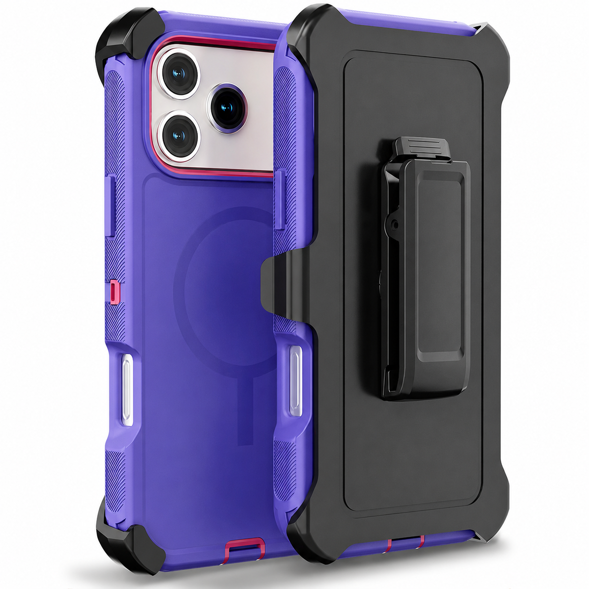 Premium iPhone Case Magnetic Rugged Defender Shockproof Protective Cover Belt Clip Holster PC TPU Anti Slip Reinforced Corners Port Protection Heavy Duty