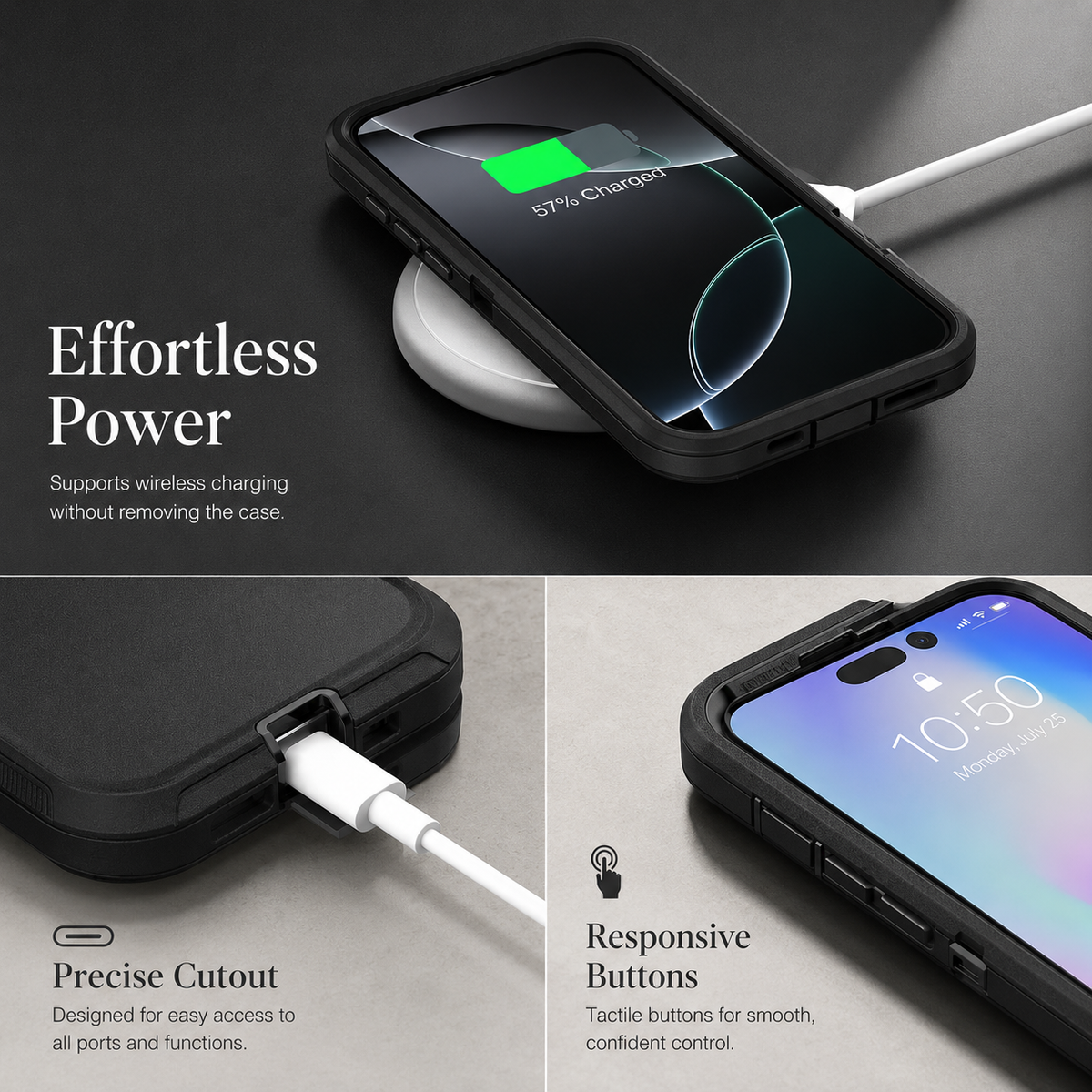 Premium iPhone Case Magnetic Rugged Defender Shockproof Protective Cover Belt Clip Holster PC TPU Anti Slip Reinforced Corners Port Protection Heavy Duty