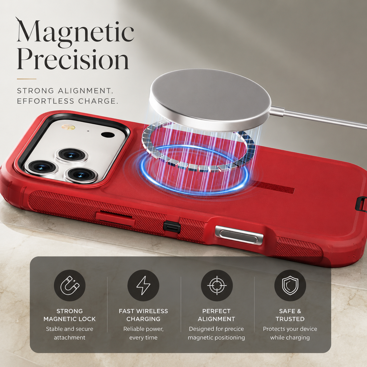 Premium iPhone Case Magnetic Rugged Defender Shockproof Protective Cover Belt Clip Holster PC TPU Anti Slip Reinforced Corners Port Protection Heavy Duty