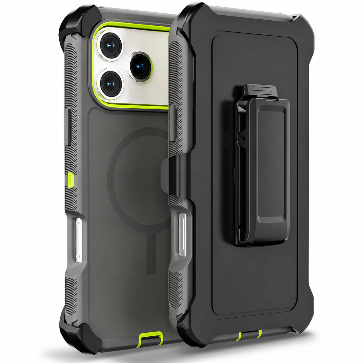 Premium iPhone Case Magnetic Rugged Defender Shockproof Protective Cover Belt Clip Holster PC TPU Anti Slip Reinforced Corners Port Protection Heavy Duty