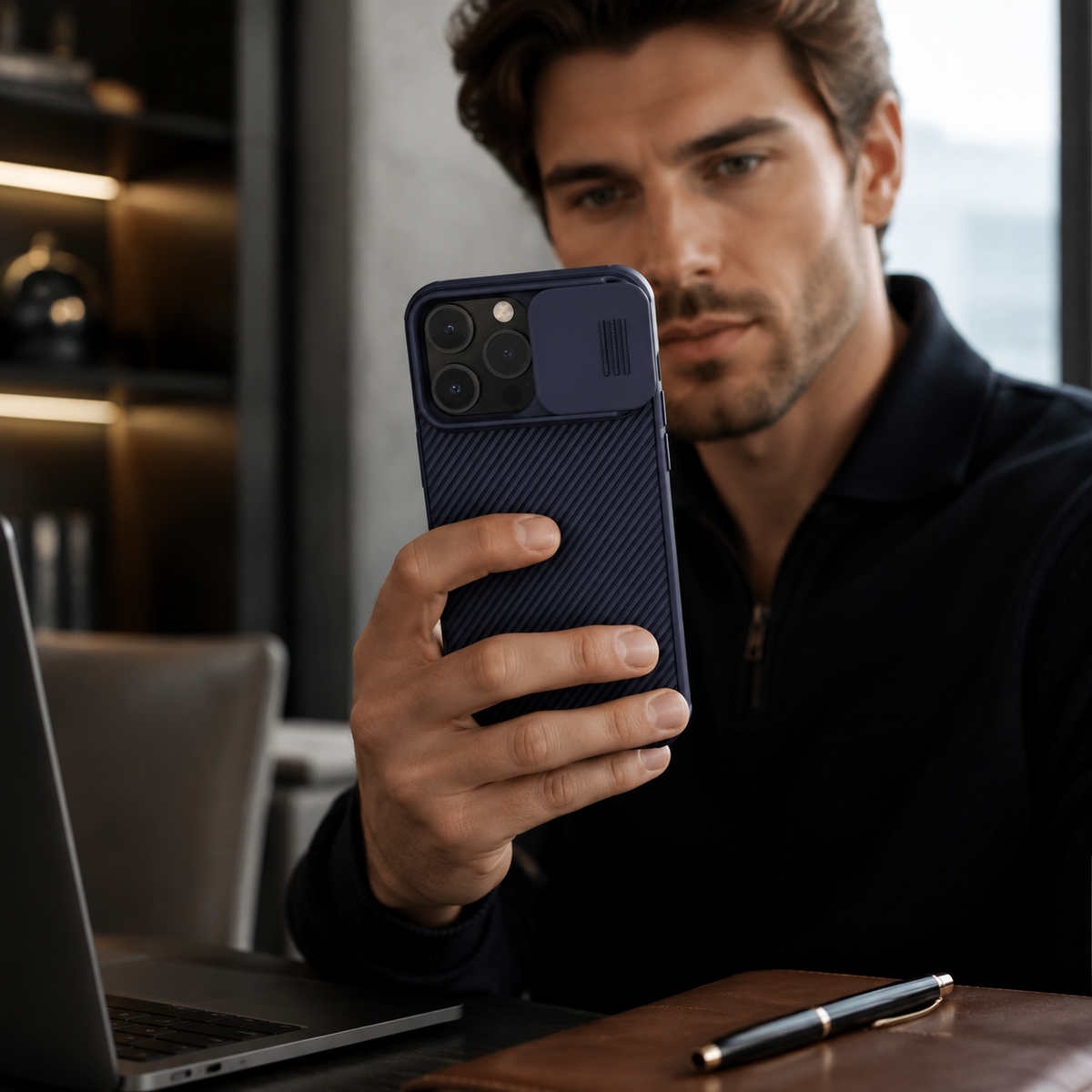 Premium iPhone Case Magnetic Rugged Shockproof Protective Cover Sliding Camera Lens Protection PC TPU Anti Slip Anti Scratch Reinforced Armor Full Coverage