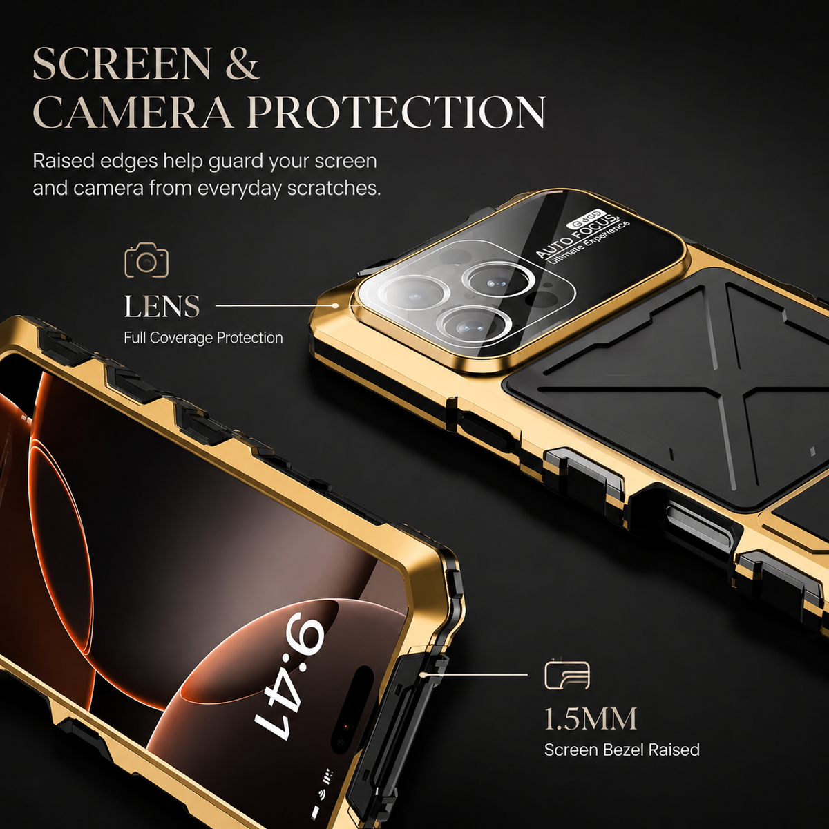 Premium iPhone Case Metal Bumper Shockproof Protective Cover Anti Fall Silicone Bracket Rugged Edge Protection Anti Slip Reinforced Lightweight Grip