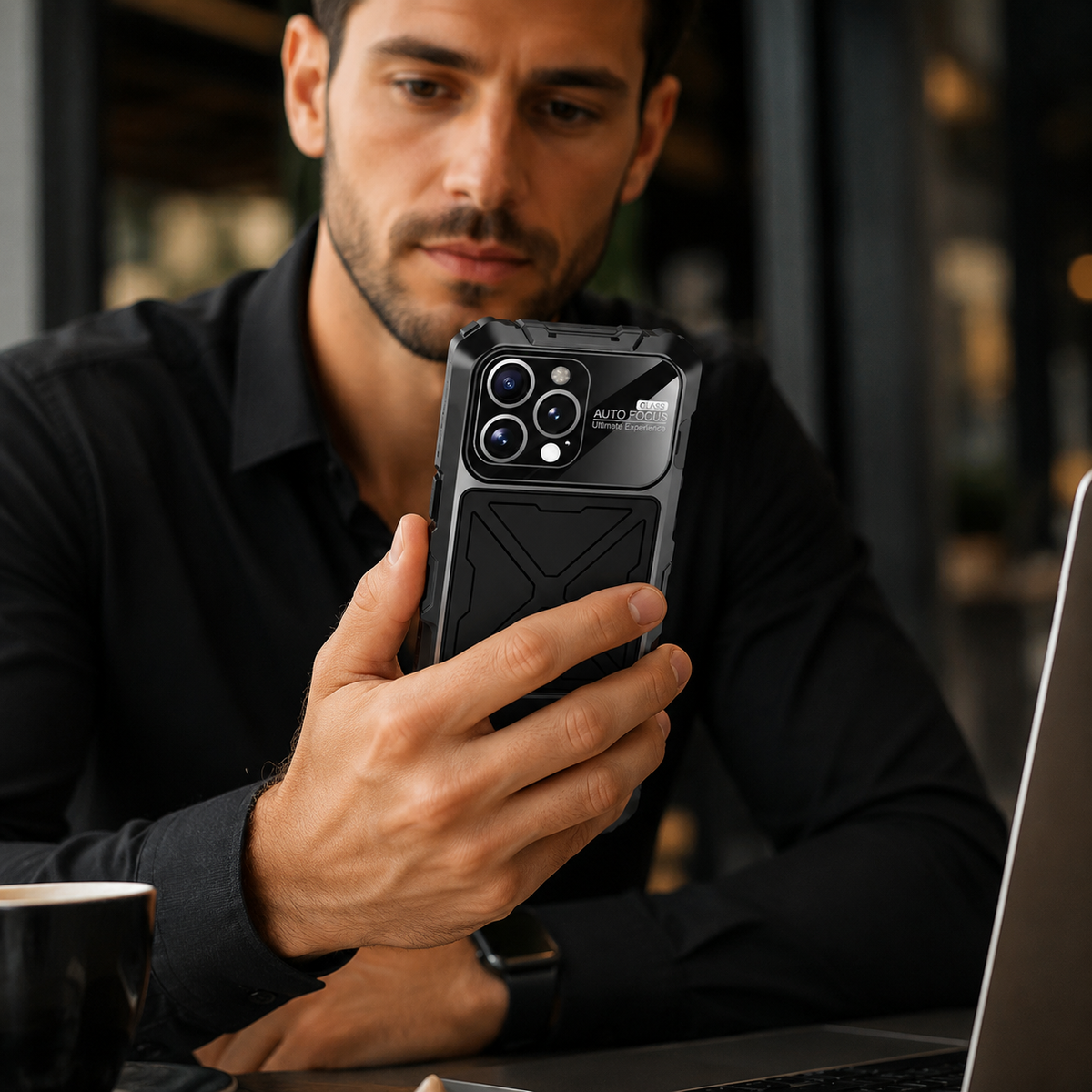 Premium iPhone Case Metal Bumper Shockproof Protective Cover Anti Fall Silicone Bracket Rugged Edge Protection Anti Slip Reinforced Lightweight Grip