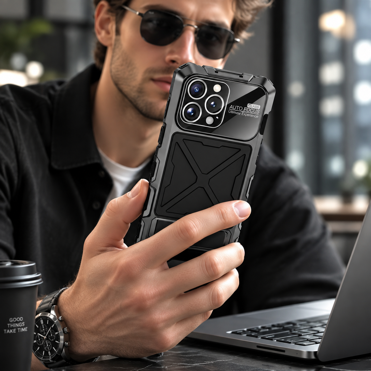 Premium iPhone Case Metal Bumper Shockproof Protective Cover Anti Fall Silicone Bracket Rugged Edge Protection Anti Slip Reinforced Lightweight Grip