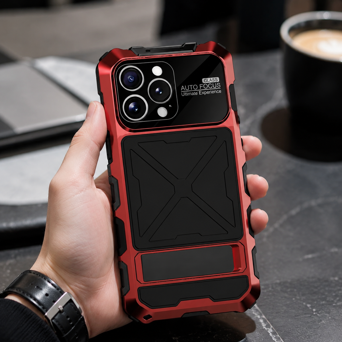 Premium iPhone Case Metal Bumper Shockproof Protective Cover Anti Fall Silicone Bracket Rugged Edge Protection Anti Slip Reinforced Lightweight Grip