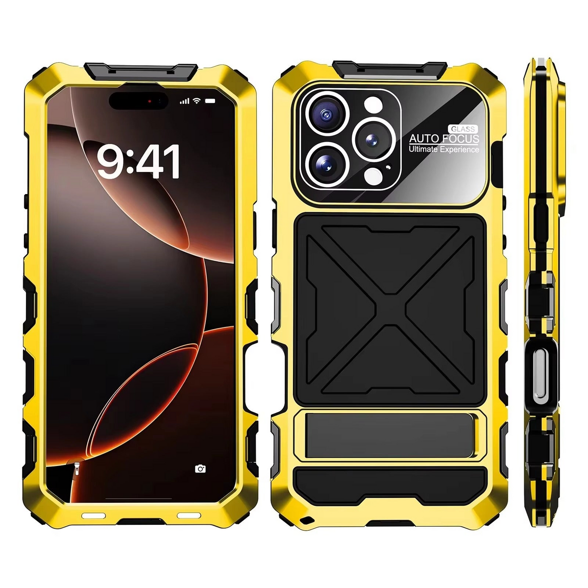 Premium iPhone Case Metal Bumper Shockproof Protective Cover Anti Fall Silicone Bracket Rugged Edge Protection Anti Slip Reinforced Lightweight Grip