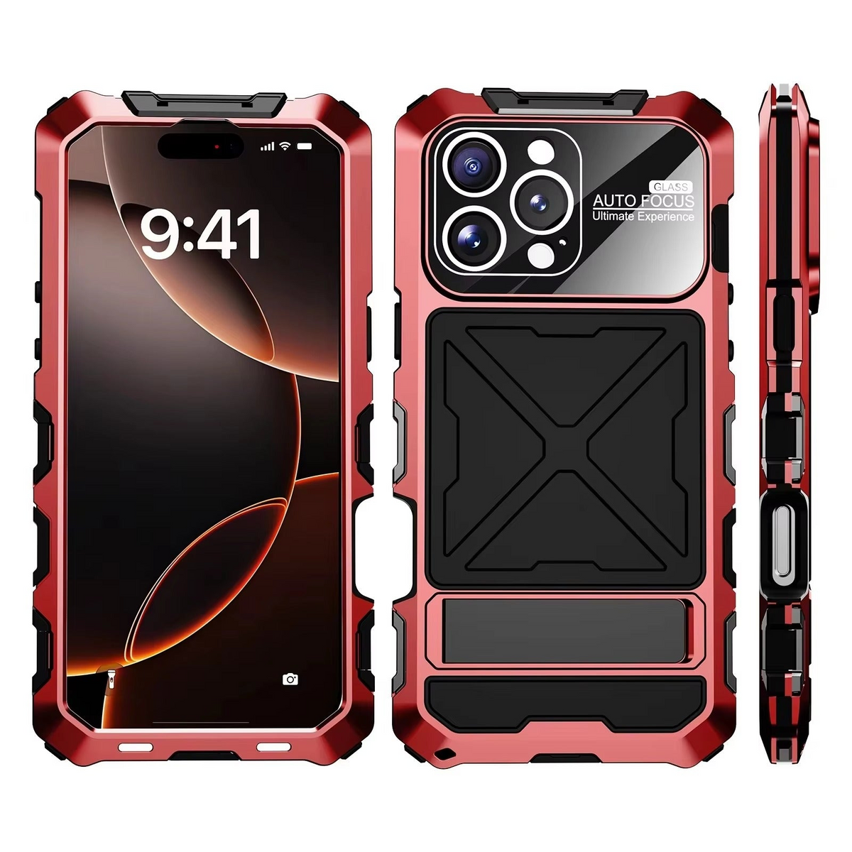 Premium iPhone Case Metal Bumper Shockproof Protective Cover Anti Fall Silicone Bracket Rugged Edge Protection Anti Slip Reinforced Lightweight Grip