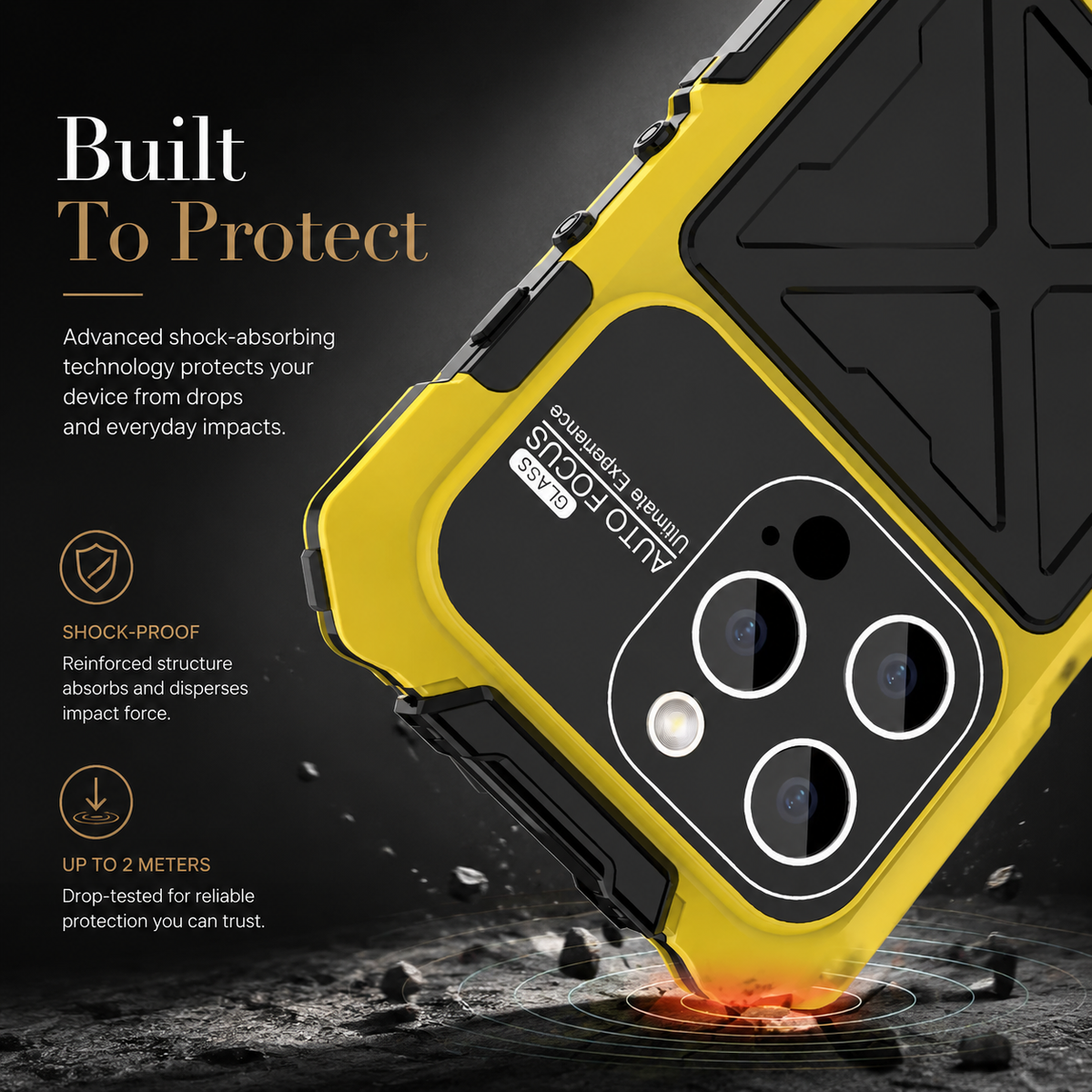 Premium iPhone Case Metal Bumper Shockproof Protective Cover Anti Fall Silicone Bracket Rugged Edge Protection Anti Slip Reinforced Lightweight Grip