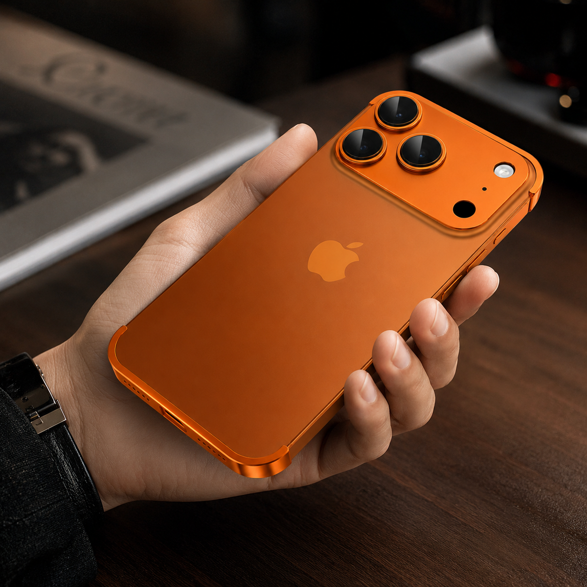 Premium iPhone Case Metal Frameless Bumper Camera Lens Protection Corner Pads Shockproof Slim Backless Reinforced Edge Protective Frame Cover Case