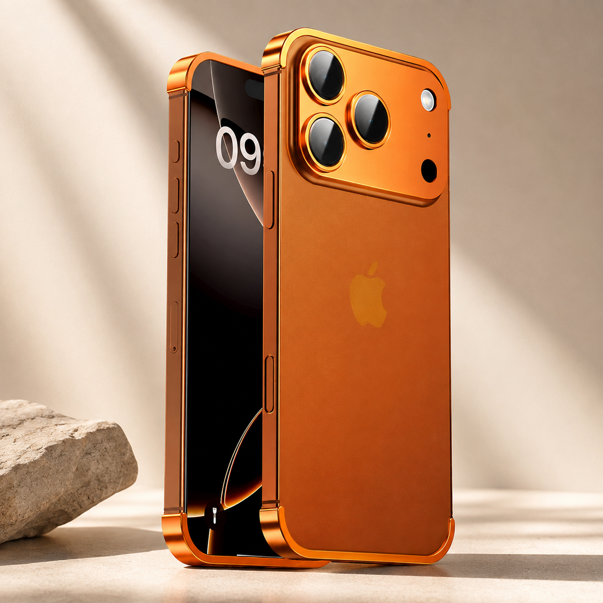 Premium iPhone Case Metal Frameless Bumper Camera Lens Protection Corner Pads Shockproof Slim Backless Reinforced Edge Protective Frame Cover Case