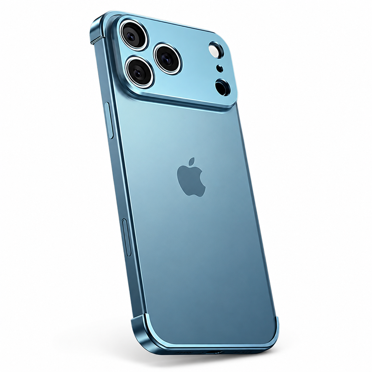 Premium iPhone Case Metal Frameless Bumper Camera Lens Protection Corner Pads Shockproof Slim Backless Reinforced Edge Protective Frame Cover Case