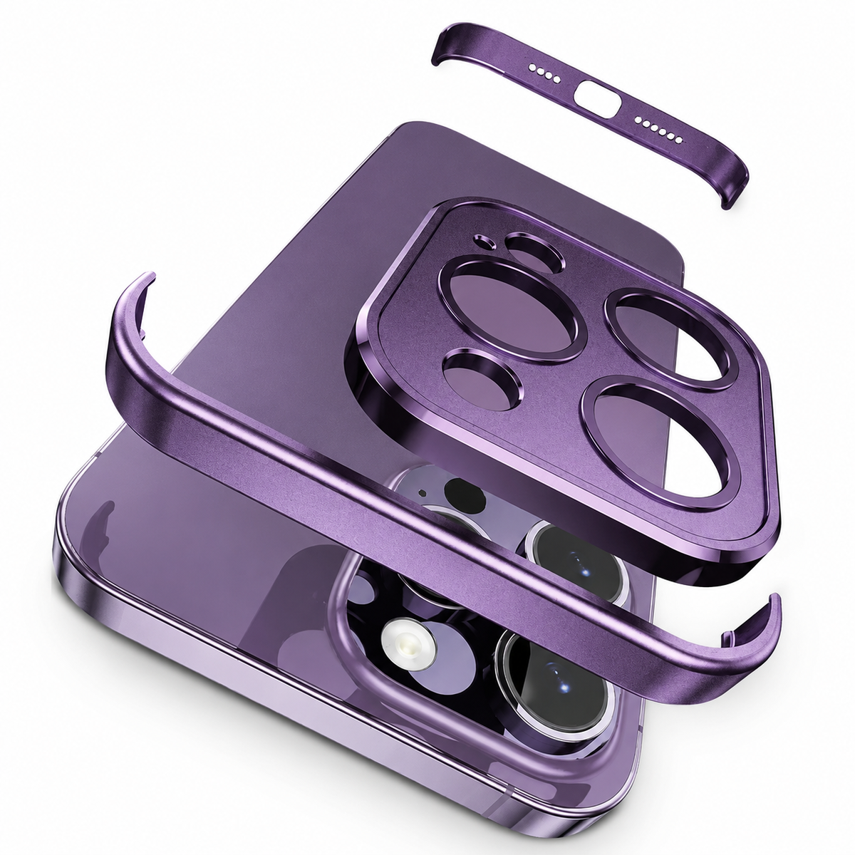 Premium iPhone Case Metal Frameless Bumper Camera Lens Protection Corner Pads Shockproof Slim Backless Reinforced Edge Protective Frame Cover Case