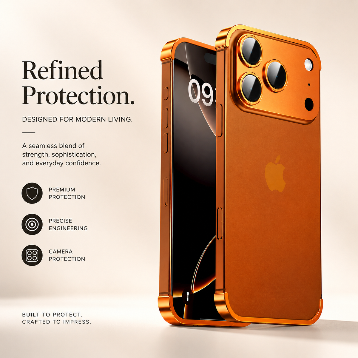 Premium iPhone Case Metal Frameless Bumper Camera Lens Protection Corner Pads Shockproof Slim Backless Reinforced Edge Protective Frame Cover Case