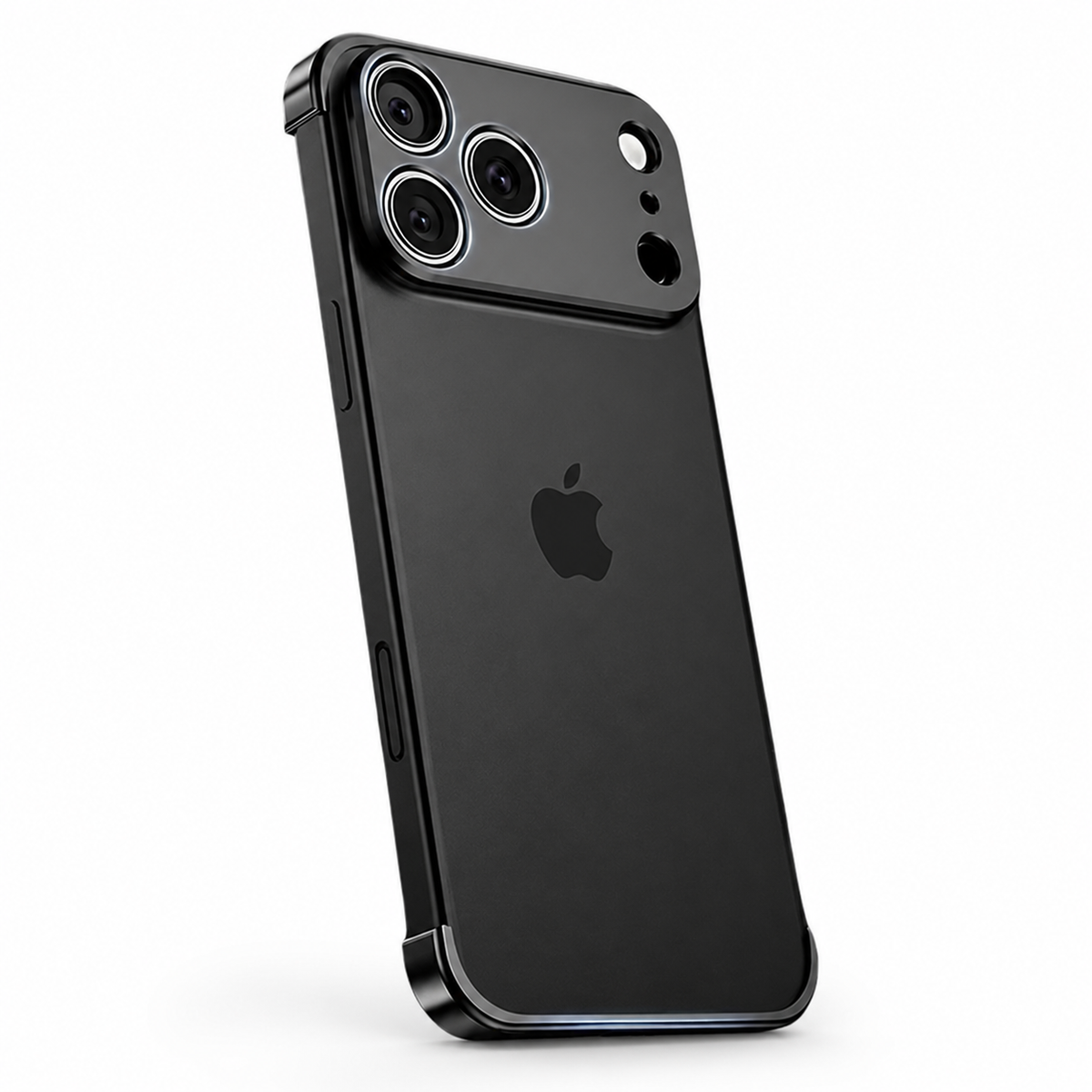 Premium iPhone Case Metal Frameless Bumper Camera Lens Protection Corner Pads Shockproof Slim Backless Reinforced Edge Protective Frame Cover Case