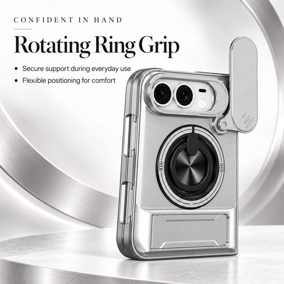 Premium iPhone Case Military Armor Slide Camera Cover Magnetic 360 Ring Kickstand Heavy Duty Shockproof PC TPU Foldable Protective Bumper Case