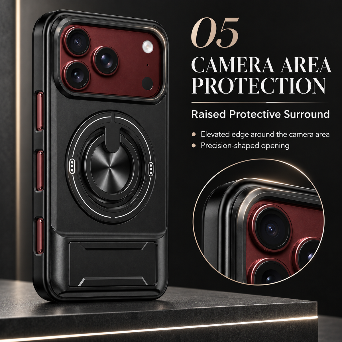 Premium iPhone Case Military Armor Slide Camera Cover Magnetic 360 Ring Kickstand Heavy Duty Shockproof PC TPU Foldable Protective Bumper Case
