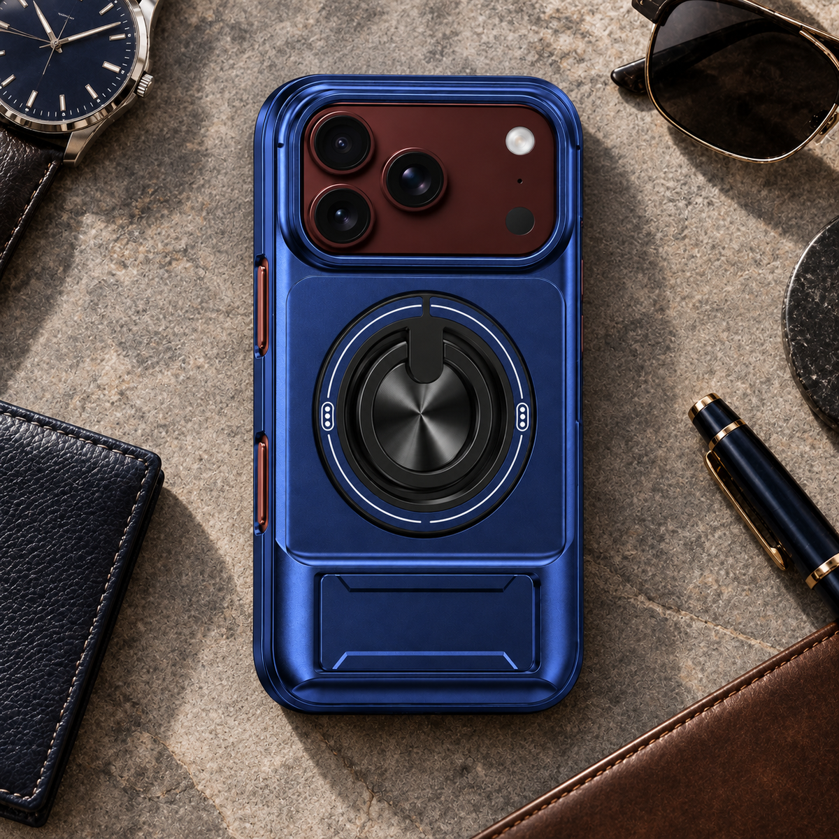 Premium iPhone Case Military Armor Slide Camera Cover Magnetic 360 Ring Kickstand Heavy Duty Shockproof PC TPU Foldable Protective Bumper Case