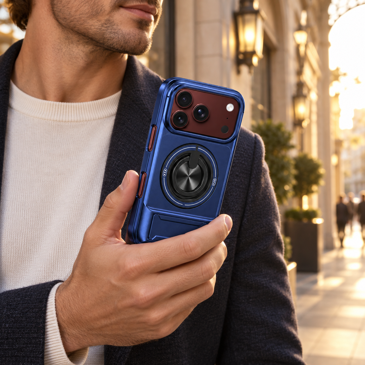 Premium iPhone Case Military Armor Slide Camera Cover Magnetic 360 Ring Kickstand Heavy Duty Shockproof PC TPU Foldable Protective Bumper Case