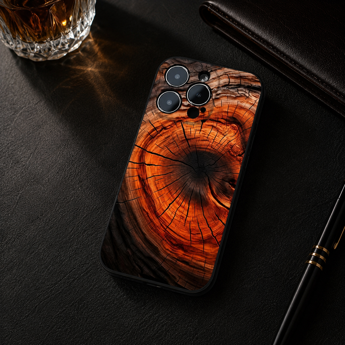 Premium iPhone Case Natural Wood Back Silicone Frame Ultra Thin Protective Cover Shockproof Anti Scratch Slim Lightweight Full Coverage Wooden Design