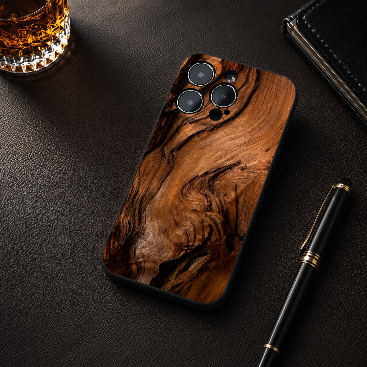 Premium iPhone Case Natural Wood Back Silicone Frame Ultra Thin Protective Cover Shockproof Anti Scratch Slim Lightweight Full Coverage Wooden Design