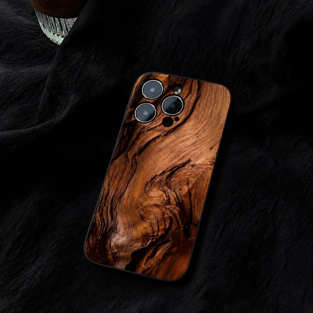 Premium iPhone Case Natural Wood Back Silicone Frame Ultra Thin Protective Cover Shockproof Anti Scratch Slim Lightweight Full Coverage Wooden Design