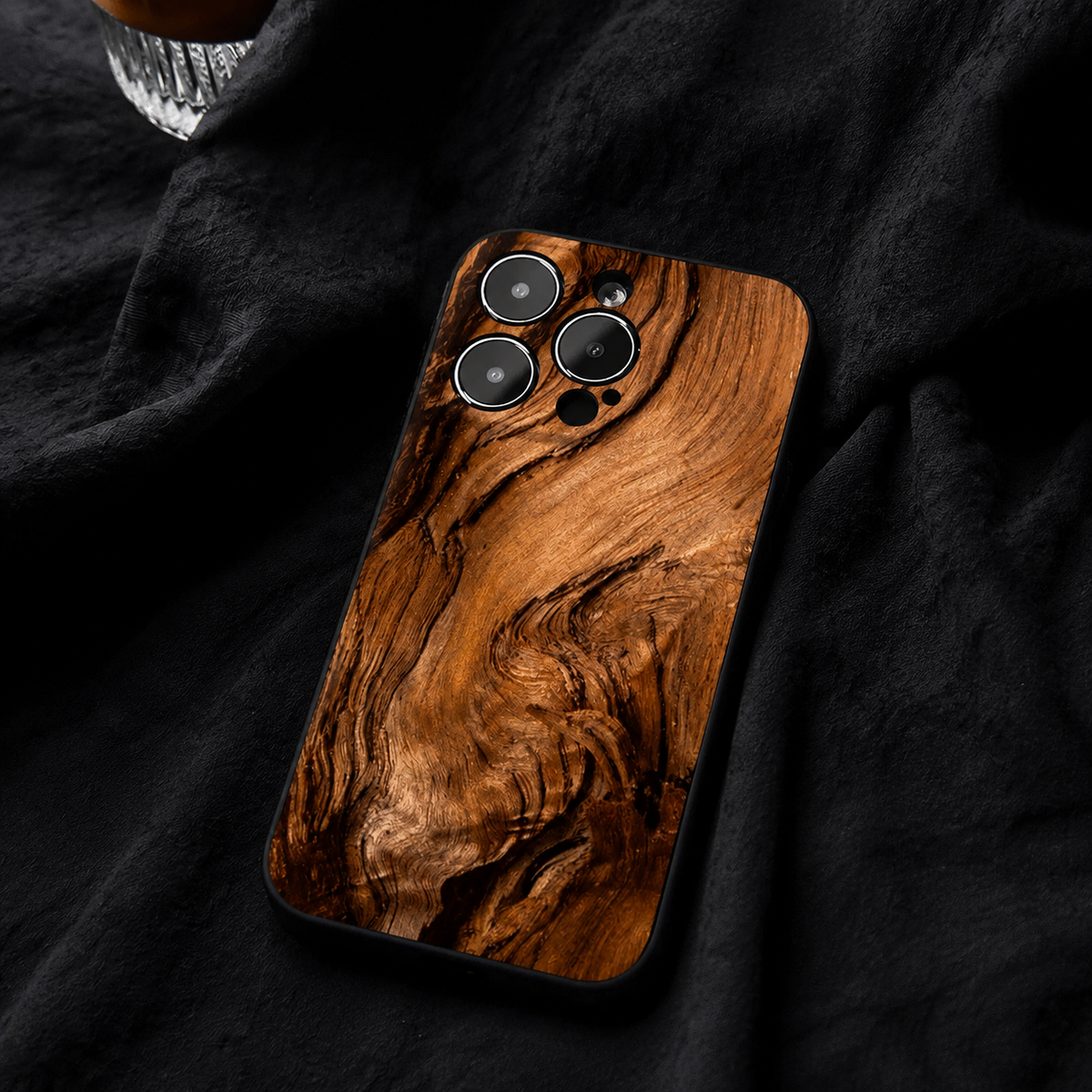 Premium iPhone Case Natural Wood Back Silicone Frame Ultra Thin Protective Cover Shockproof Anti Scratch Slim Lightweight Full Coverage Wooden Design