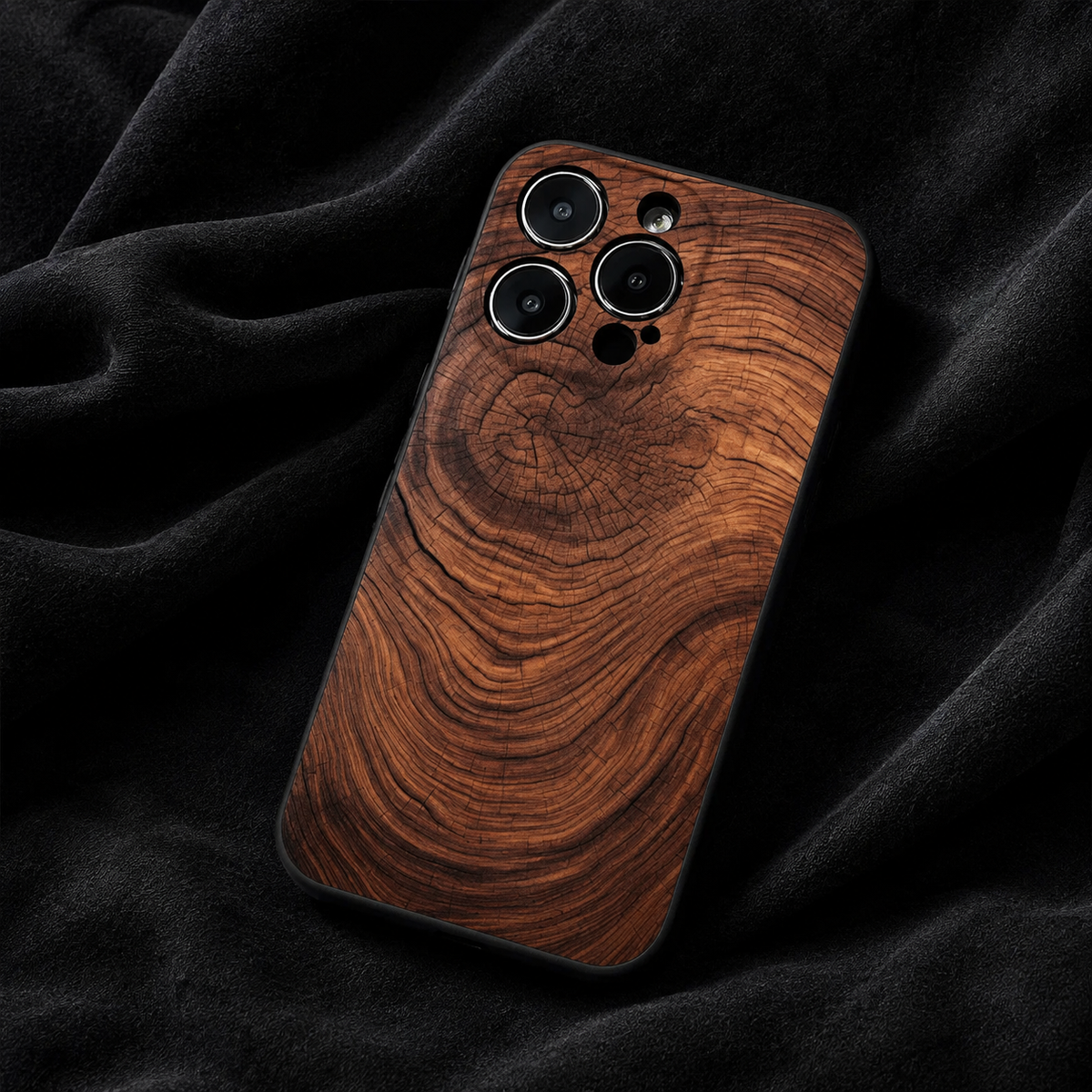 Premium iPhone Case Natural Wood Back Silicone Frame Ultra Thin Protective Cover Shockproof Anti Scratch Slim Lightweight Full Coverage Wooden Design