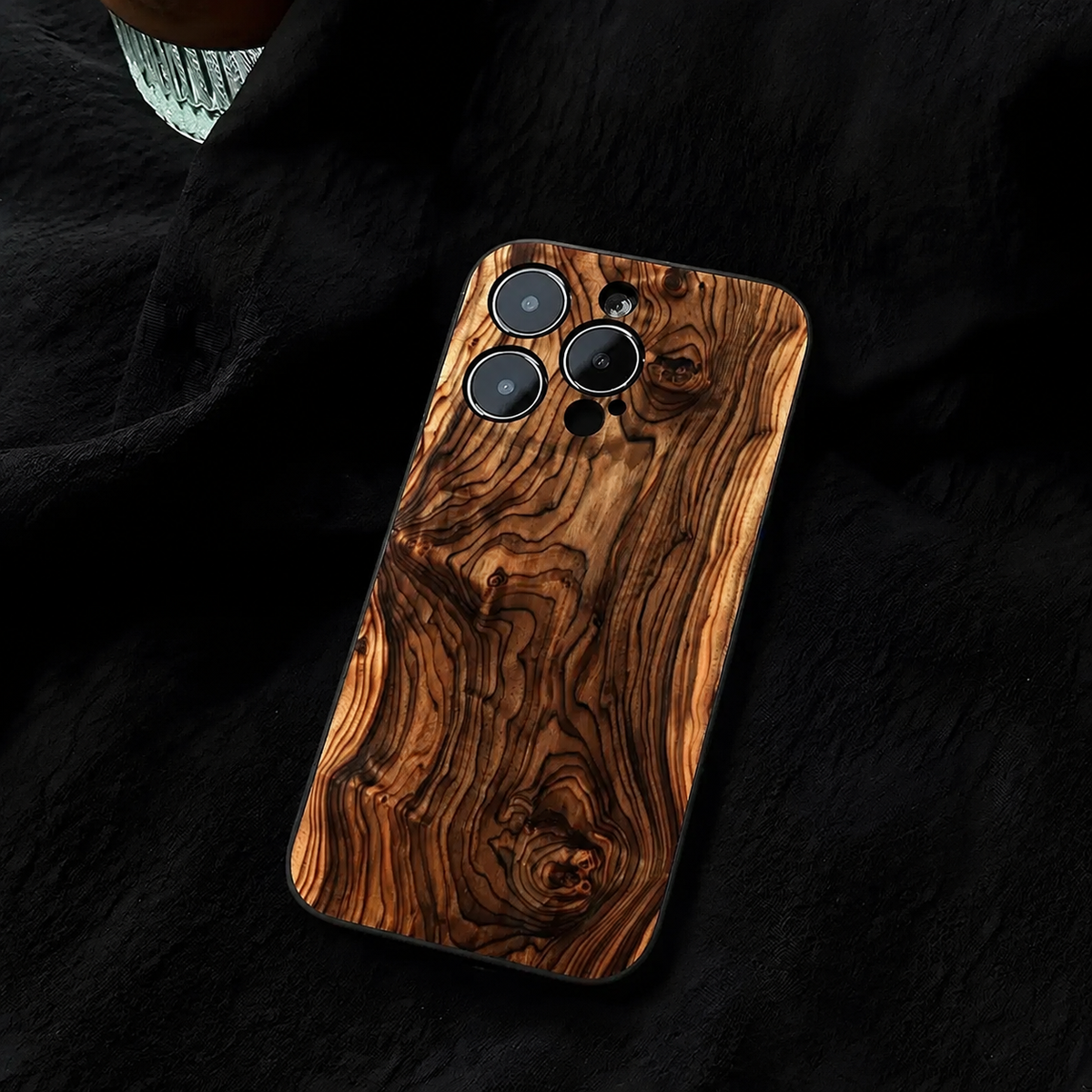 Premium iPhone Case Natural Wood Back Silicone Frame Ultra Thin Protective Cover Shockproof Anti Scratch Slim Lightweight Full Coverage Wooden Design