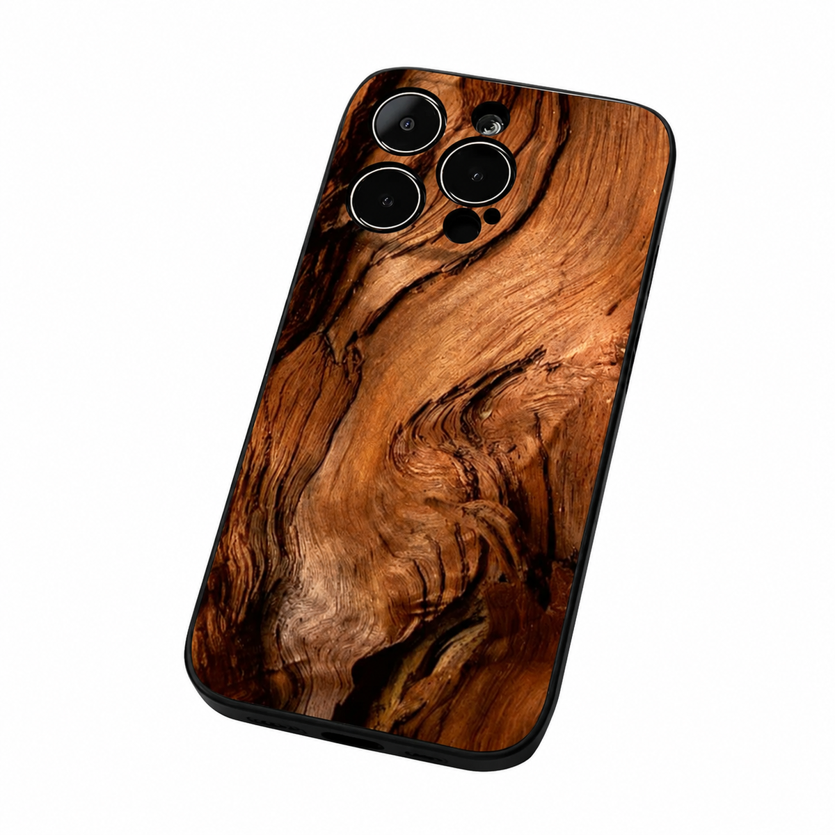 Premium iPhone Case Natural Wood Back Silicone Frame Ultra Thin Protective Cover Shockproof Anti Scratch Slim Lightweight Full Coverage Wooden Design