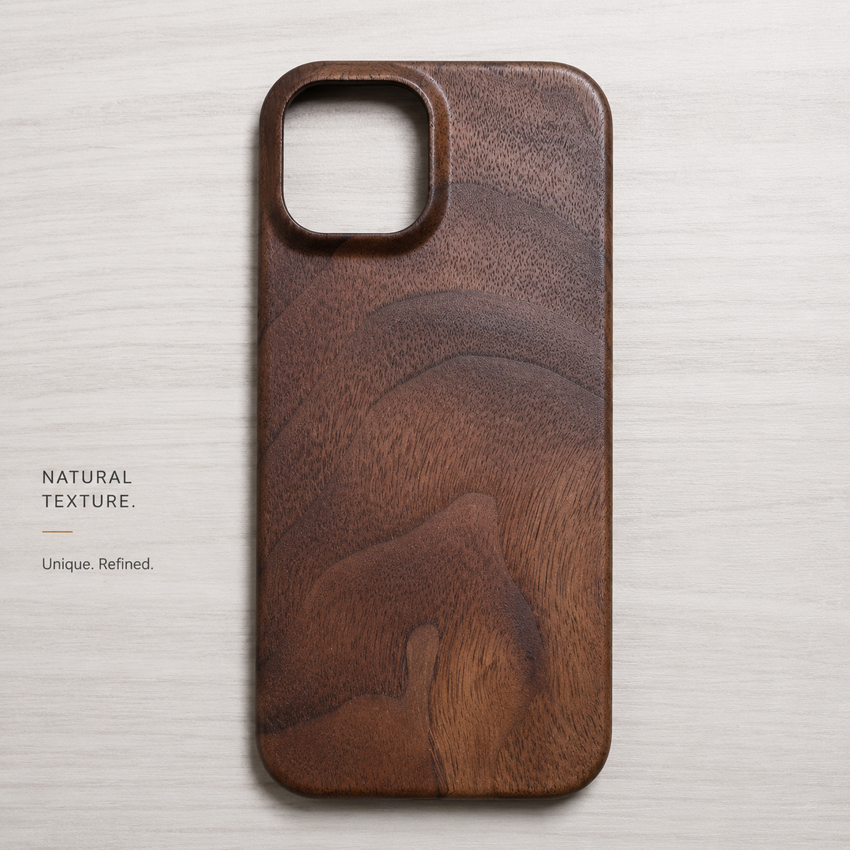 Premium iPhone Case Natural Wood Hard Back Protective Cover Walnut Ebony Bamboo Rosewood Anti Scratch Dust Resistant Non Slip Slim Lightweight Minimalist