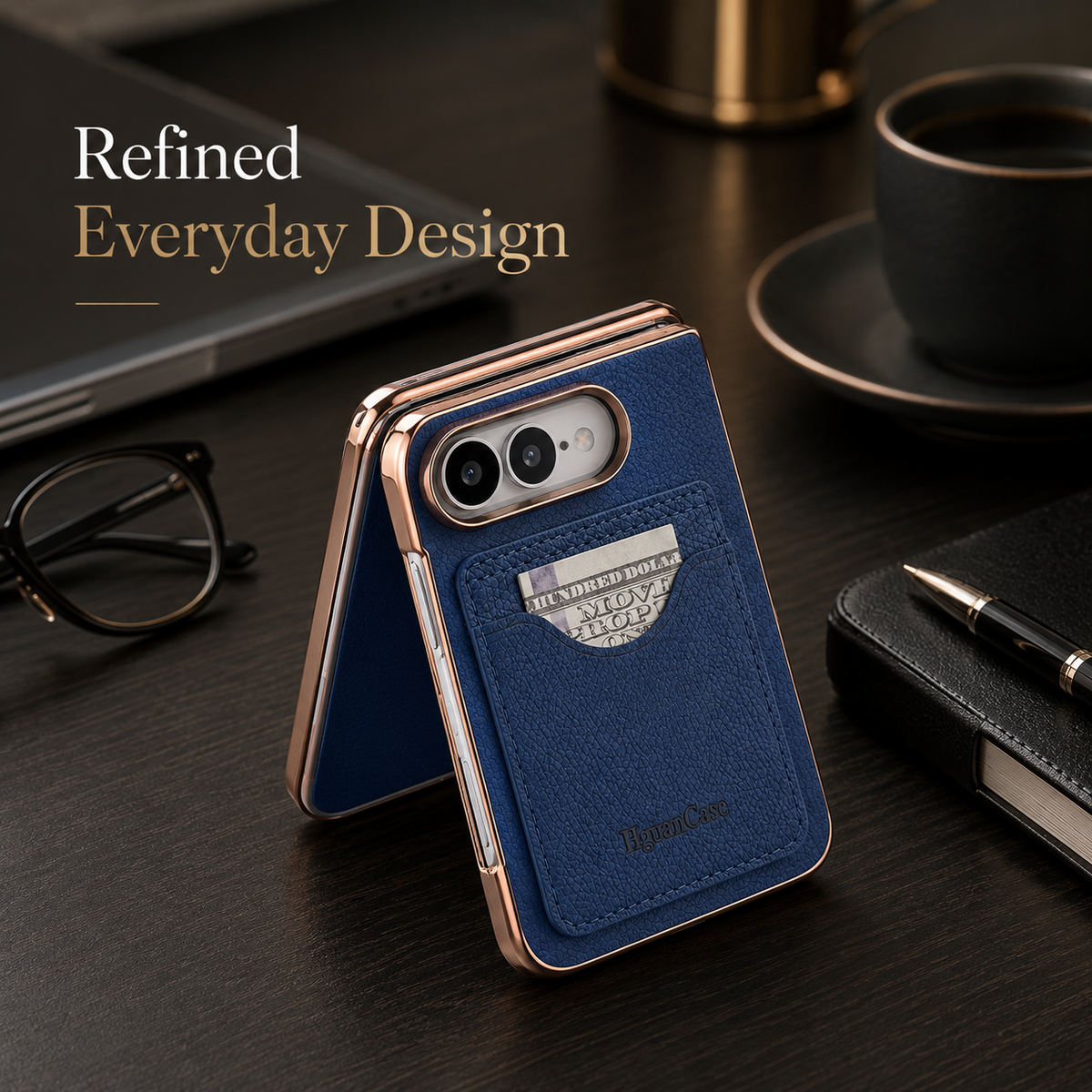 Premium iPhone Case PU Leather Foldable Stand Cover Shockproof Anti Scratch Matte Card Holder Protective Electroplated Frame Slim Full Coverage Secure