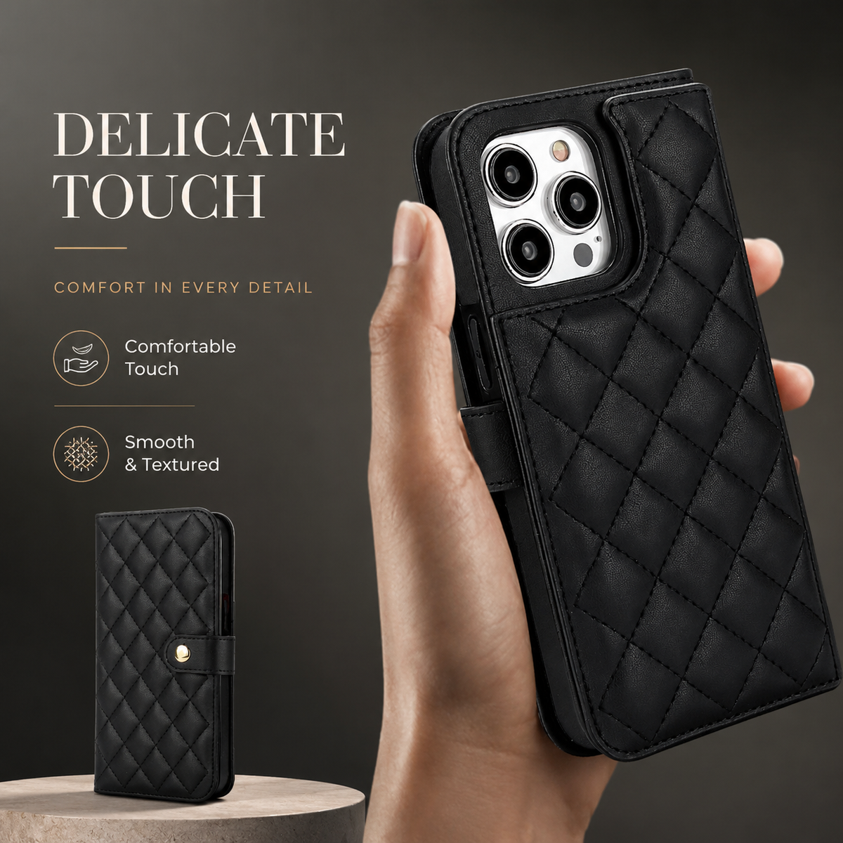 Premium iPhone Case RFID Blocking Wallet Crossbody Flip Cover PU Leather Card Holder Magnetic Closure Shockproof Protection Adjustable Strap Full Coverage