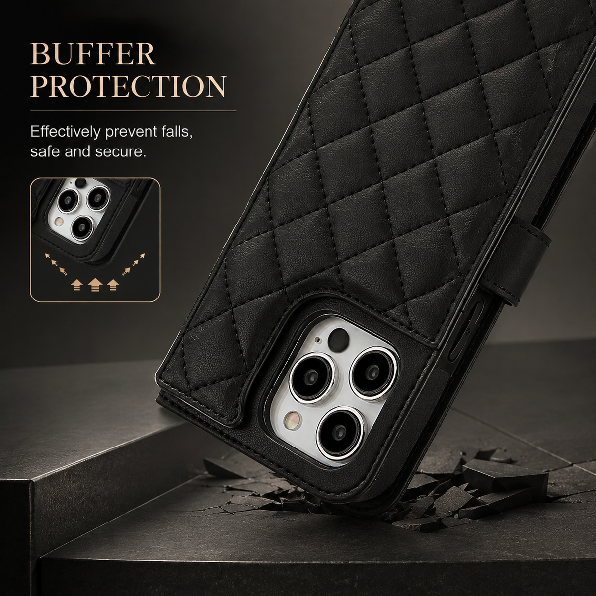 Premium iPhone Case RFID Blocking Wallet Crossbody Flip Cover PU Leather Card Holder Magnetic Closure Shockproof Protection Adjustable Strap Full Coverage