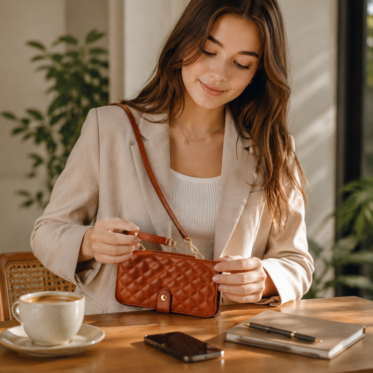 Premium iPhone Case RFID Blocking Wallet Crossbody Flip Cover PU Leather Card Holder Magnetic Closure Shockproof Protection Adjustable Strap Full Coverage