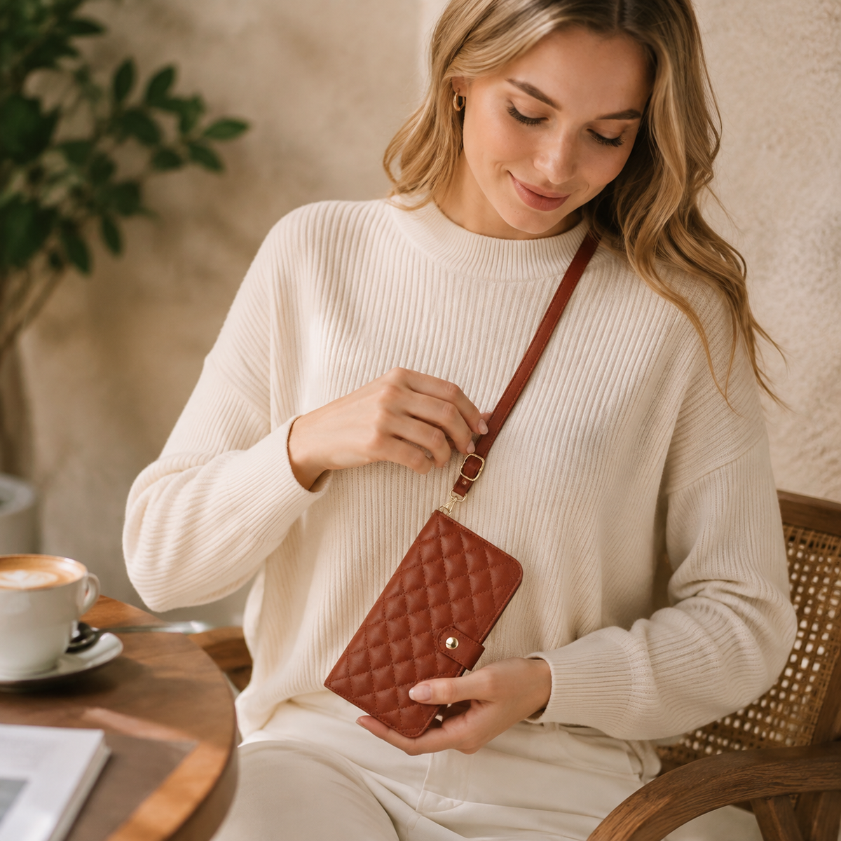 Premium iPhone Case RFID Blocking Wallet Crossbody Flip Cover PU Leather Card Holder Magnetic Closure Shockproof Protection Adjustable Strap Full Coverage