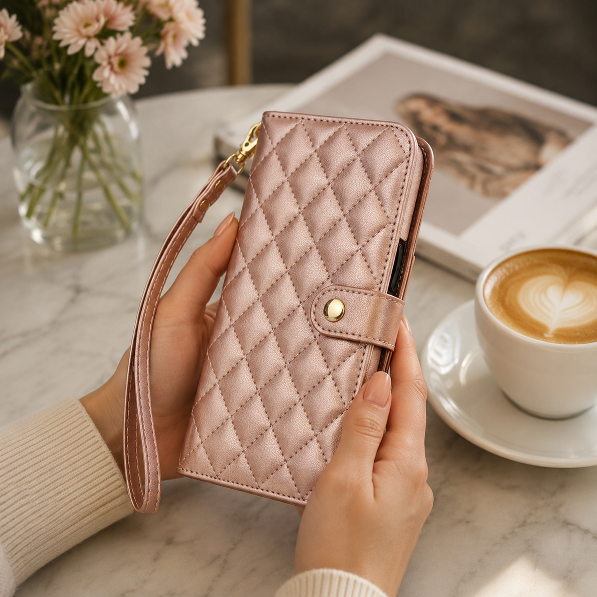 Premium iPhone Case RFID Blocking Wallet Crossbody Flip Cover PU Leather Card Holder Magnetic Closure Shockproof Protection Adjustable Strap Full Coverage