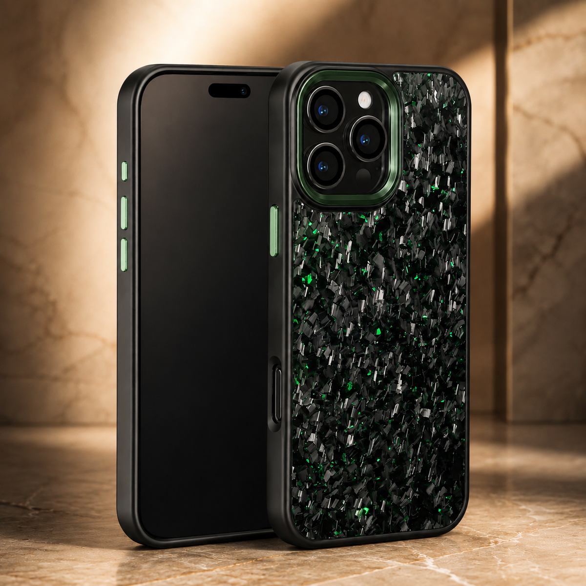 Premium iPhone Case Real Forged Carbon Fiber MagSafe Cover Metal Lens Accents Shockproof Dual Layer Protection Slim Magnetic Anti Scratch Durable Design