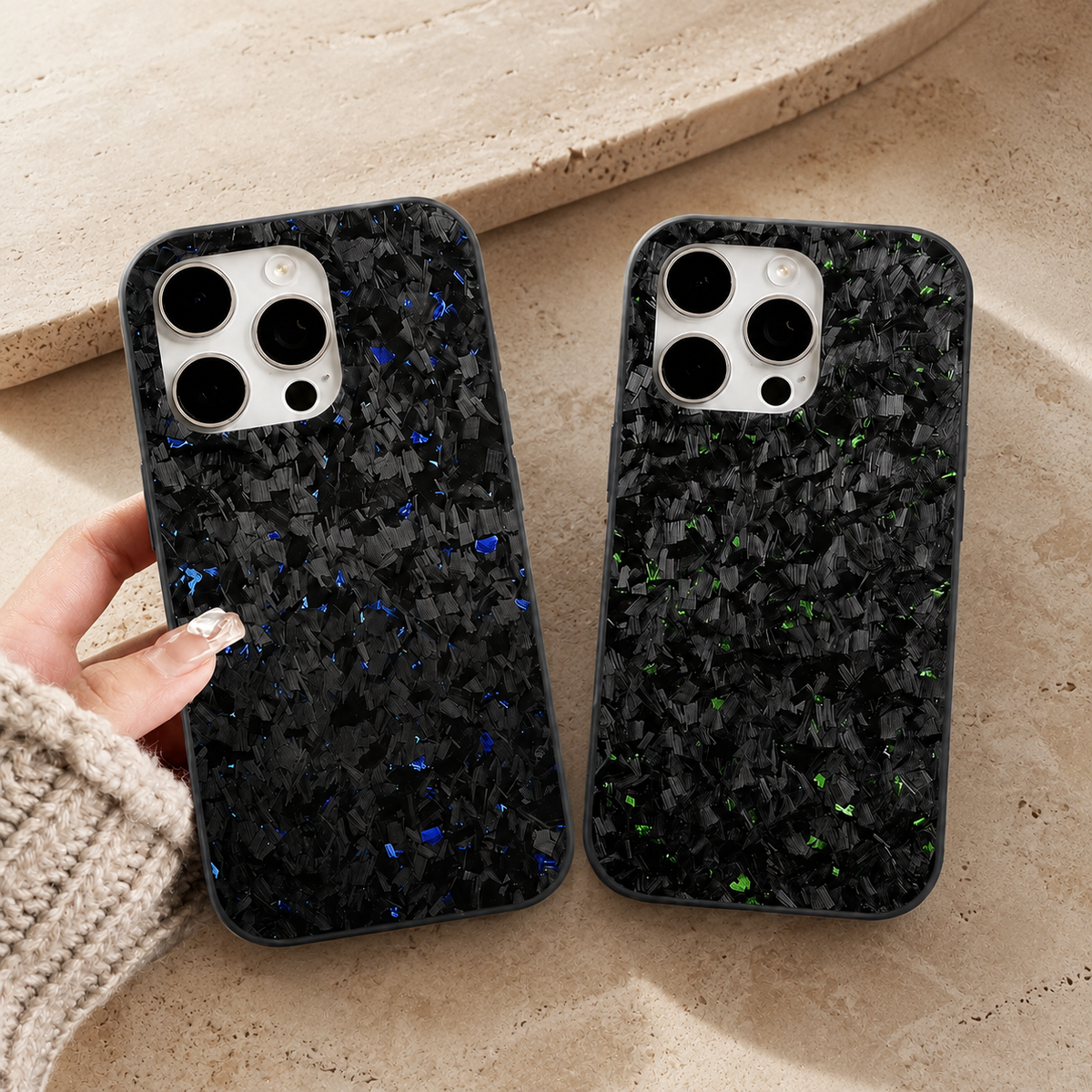 Premium iPhone Case Real Forged Carbon Fiber MagSafe Cover Metal Lens Accents Shockproof Dual Layer Protection Slim Magnetic Anti Scratch Durable Design