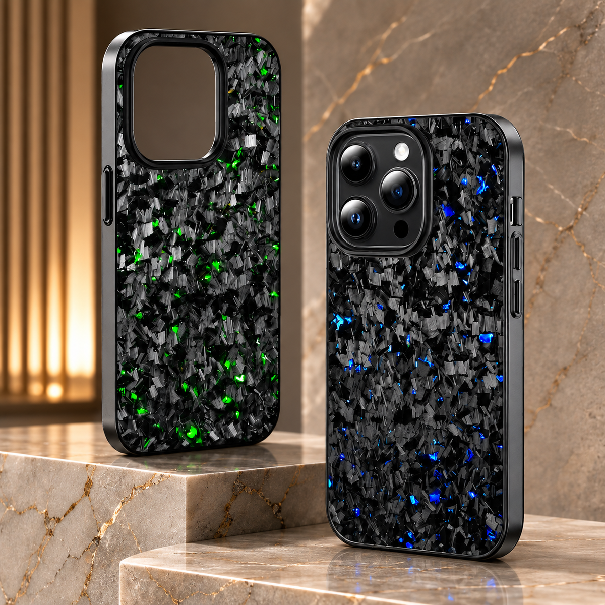Premium iPhone Case Real Forged Carbon Fiber MagSafe Cover Metal Lens Accents Shockproof Dual Layer Protection Slim Magnetic Anti Scratch Durable Design